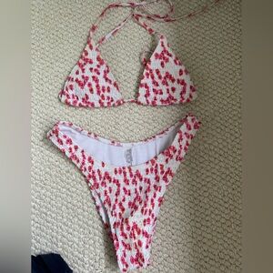 Floral Bikini Set in Pink and White